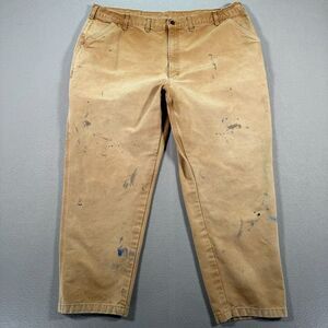Carhartt Carpenter Pants Mens 44x32 Brown Khaki‎ Loose Original Fit Work B11-BRN
